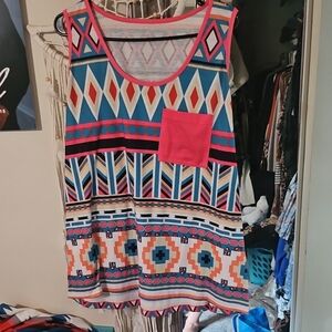 Colorful Geometric Print Tank Top